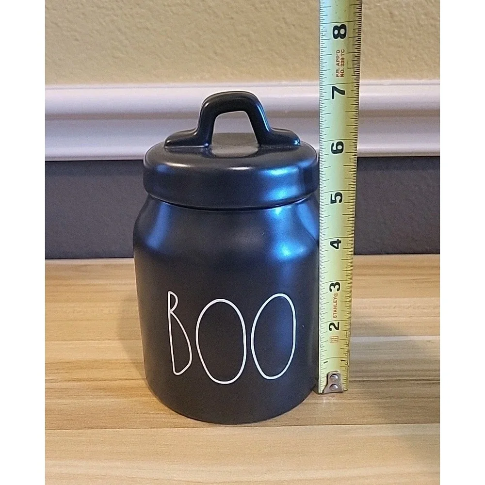 Rae Dunn BOO Chubby Baby Canister Halloween Black LL Long Letter Ceramic